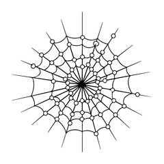 Obraz premium Black and white spider web pattern with circular nodes