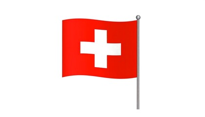 Fototapeta premium Swiss flag, waving on a pole