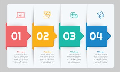4 Options or Steps Infographic Element with Flat Style for presentations, reports, and web