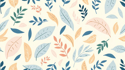 Seamless Botanical Leaf Pattern – Pastel Nature Background
