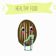 Baked food funny characters, hand drawn vector illustration.