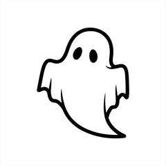 Simple black and white ghost illustration with oval eyes