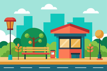 Naklejka premium Cartoon vector illustration of a city house facade with a car parked on the street