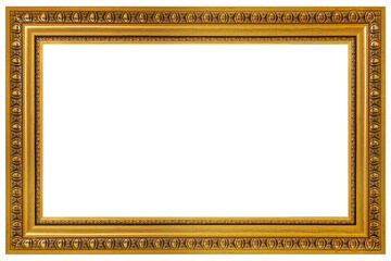 Old style vintage golden frame isolated on a white background