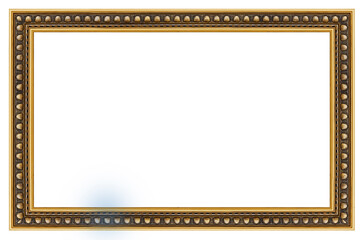 Old style vintage golden frame isolated on a white background
