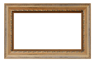 Old style vintage golden frame isolated on a white background