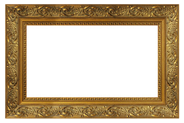 Old style vintage golden frame isolated on a white background