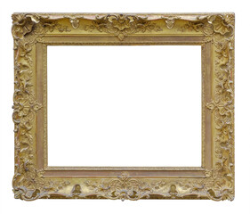 Old vintage golden frame isolated