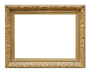 Old vintage golden frame isolated