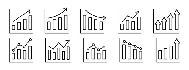 growing graph icon set vector