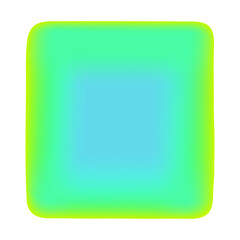 Abstract square with smooth gradient blending from blue to green and yellow, featuring soft, rounded edges isolated on transparent background.
