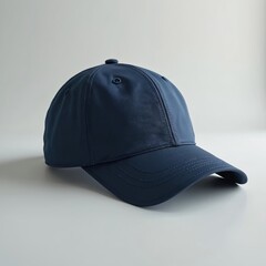 Stylish navy blue running cap made from durable polyester, nylon blend. Features adjustable strap for comfortable, secure fit. Lightweight headwear provides sun protection during outdoor activities.