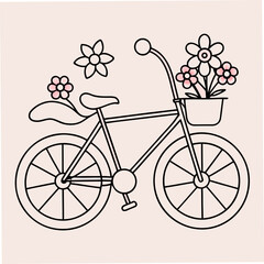 Cycle with Flowers Coloring Pages &ndash; Bicycle, Floral, Nature, Outdoor, Spring, Garden, Printable Coloring Pages

