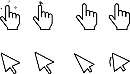 Cursor and Hand Pointer Icons Set - Click and Select Symbols