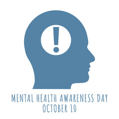 Mental Health Alert Symbol – Vector Head with Exclamation Mark – Mental Health Awareness Day October 10