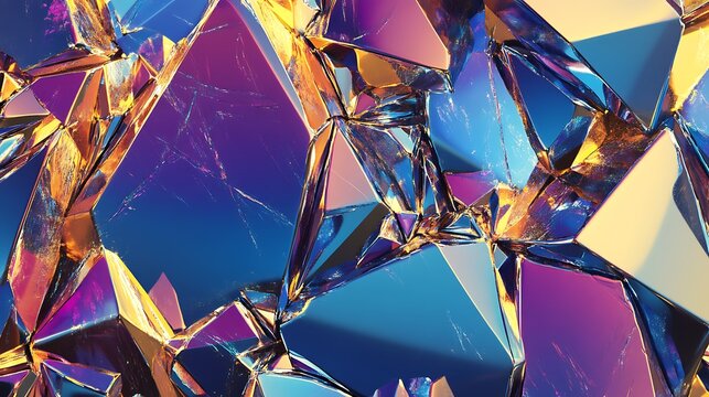 abstract colorful background with broken glass shapes - Powered by Adobe
