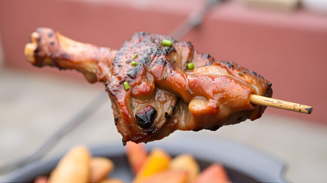 A brazilian traditional barbecue grilled rump cap on the stick - Picnha no espeto