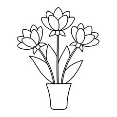 Gift Bouquet of Flowers Coloring Pages – Floral, Celebration, Present, Outline, Line Art, Printable

