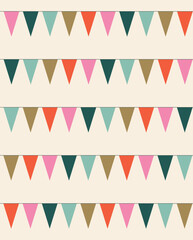 Vector seamless pattern with triangle garland. Holiday decoration.