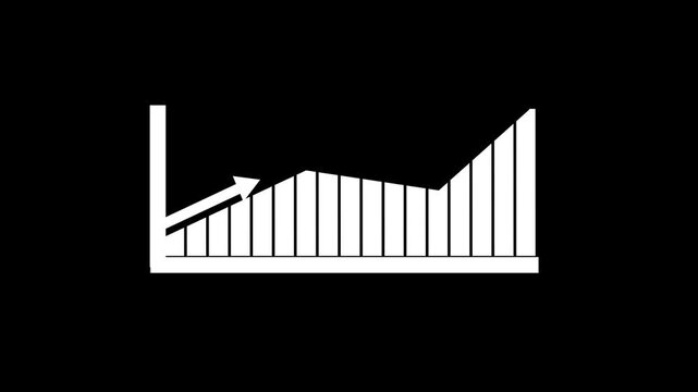 Future business growth potential. Abstract business growth icon. white  color business graph with up arrow. Arrow rising graph scale symbols on black background.