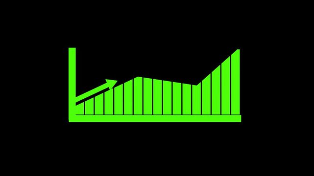 Future business growth potential. Abstract business growth icon. green  color business graph with up arrow. Arrow rising graph scale symbols on black background.