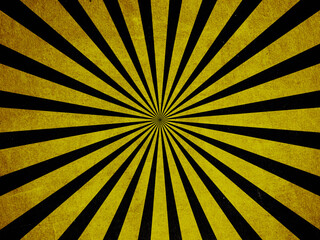Sun burst background. Vintage rays background. Yellow and black color. Grunge paper. Retro sunburst