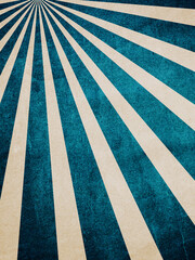 Retro vintage grunge rays background. Blue and beige color burst background. Center on the top left corner side. Sun beam ray wallpaper. Vintage circus poster, banner