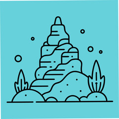 Marine Composition with Rock Coloring Pages &ndash; Ocean, Sea, Outline, Kids, Printable, Nature, Coastal

