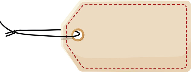 Blank beige price tag with string attached vector illustration for product labeling and design elements