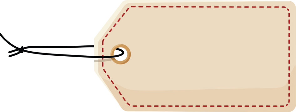 Blank beige price tag with string attached vector illustration for product labeling and design elements