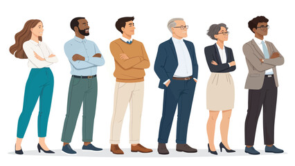 Obraz premium Diverse Team with Arms Crossed: A Confident Multicultural Group Representing Unity, Leadership, and Professionalism within the Organization