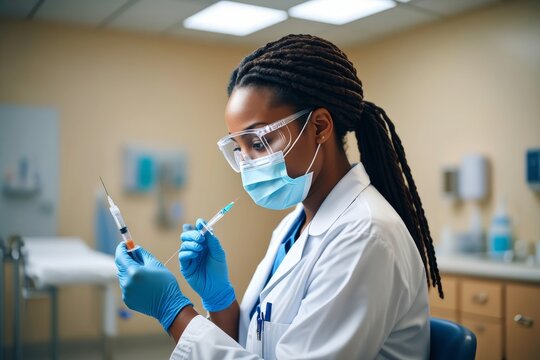 Healthcare Worker Preparing Vaccine - Focus on Safety and Precision - Powered by Adobe