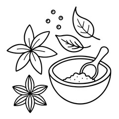 Spice for Cooking Coloring Pages &ndash; Spices, Kitchen, Herbs, Outline, Line Art, Cooking, Printable

