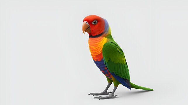 3D model of a multi-colored alexandrine parakeet