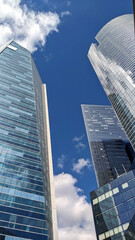 View of the skyscrapers on the blue sky background