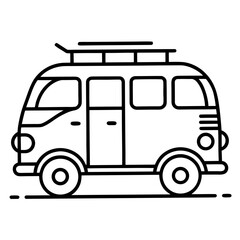 Summer Van Travel Coloring Pages – Printable, Outline, Adventure, Beach, Kids, Fun, Easy

