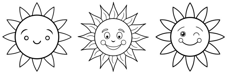 Sun Nature Coloring Pages – Printable, Outline, Bright, Warm, Kids, Fun, Easy

