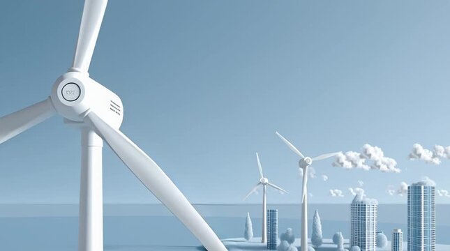 Erneuerbare Energien mit Windturbine und Photovoltaik Panel Graphik AI Illustration