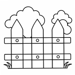Wooden Fence Coloring Pages – Outline, Rustic, Garden, Nature, Line Art, Printable, DIY