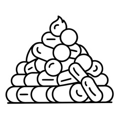 Woodpile Coloring Pages,Firewood, Outline, Rustic, Nature, Stack, Line Art, Printable Design