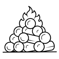 Woodpile Coloring Pages,Firewood, Outline, Rustic, Nature, Stack, Line Art, Printable Design