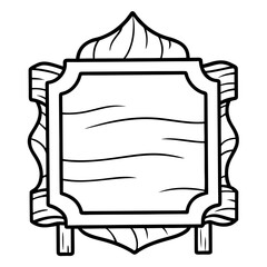 Wood Sign Frame Coloring Pages, Outline, Vintage, Rustic, Signboard, Line Art, Printable, DIY