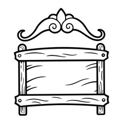 Wood Sign Frame Coloring Pages, Outline, Vintage, Rustic, Signboard, Line Art, Printable, DIY