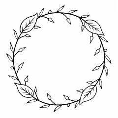 Wreath of Birch Coloring Pages – Outline, Tree, Botanical, Nature, Forest, Line Art, Printable