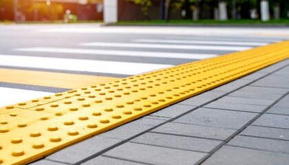Yellow tactile paving at a pedestrian crossing
