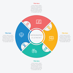 4 Options or Steps Infographic Element with Flat Style for presentations, reports, and web