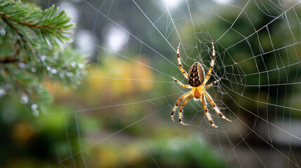 "Intricate Garden Spider in a Delicate Web"