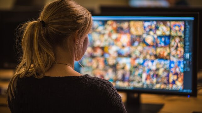 Woman looking at computer screen