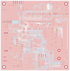 Tracing the conductors of printed circuit board
of electronic device. Vector engineering 
drawing of pcb design. Electric background.
Computer technic cad assembly layout.
