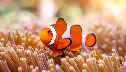 Close-up of clownfish in anemone